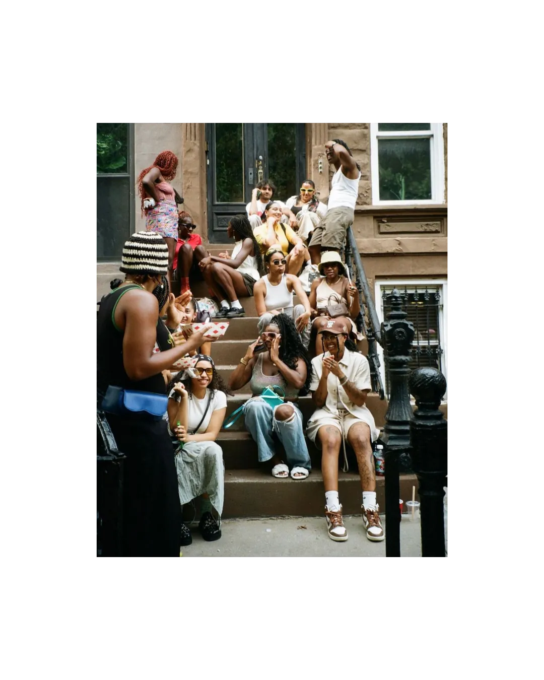 Diverse group on a NYC stoop